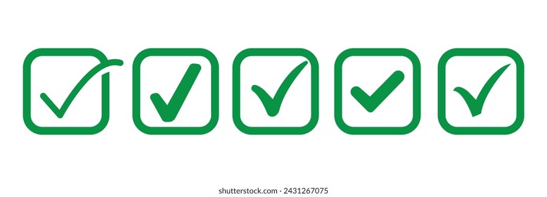 Check mark. Green tick verified badge icon. Approved profile sign. Tick in rounded corners star. Social media official account tick symbol. Top page logo. Safety person in web, eps10