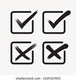 check mark hand drawn black on white background