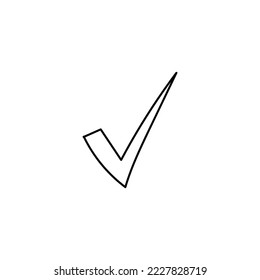 Marcar icono dibujado a mano. Esbozar símbolo de voto y aprobación con el resultado de doodle decorativo minimalista correcto de vector
