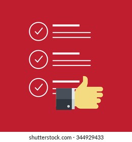 Check mark with hand icon