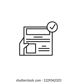 Check mark, hand  icon. Element of editorial design icon. Thin line icon for website design and development, app development. Premium icon