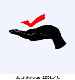 marca de verificación mano aislado Logotipo en blanco