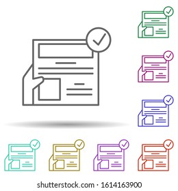 Check mark, hand multi color style icon. Simple thin line, outline vector of editorial design icons for ui and ux, website or mobile application