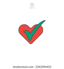 Check mark with Heart icon symbol vector illustration isolated on white background