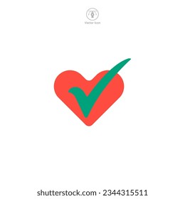 Check mark with Heart icon symbol vector illustration isolated on white background