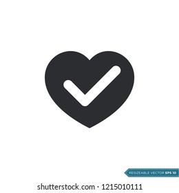 Check Mark Heart Icon Vector Template Illustration Design
