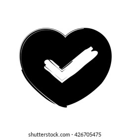 check mark in heart, vector illustration isolated on white