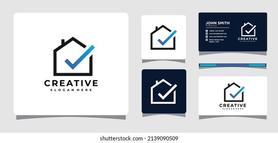 Check Mark With House Logo Template Design Inspiration