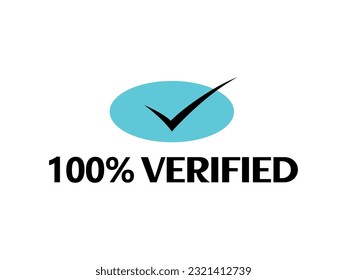 
Icono de marca de verificación con icono 100% Verificado Firma y etiqueta de marca fantástica ilustración vectorial de fuente con combinación de color azul y negro en fondo blanco