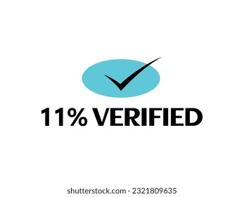 Icono de marca de verificación con un icono 11% Verificado Firmar y marca etiqueta fantástica ilustración vectorial de fuente con combinación de color azul y negro en fondo blanco