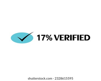 Check mark icon with 17% Verified Sign icon and stamp label fantastic font vector art illustration with blue and black color combination in white background