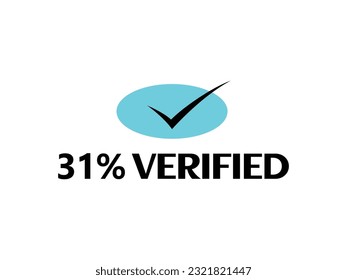 Icono de marca de verificación con 31% Icono verificado Firmar y marca de marca fantástica ilustración vectorial de fuente con combinación de color azul y negro en fondo blanco