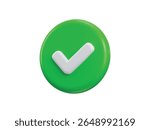 Check mark icon 3d render concept of green tick mark, Right mark icon vector illustration