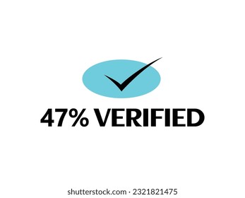 Icono de marca de verificación con 47% Icono verificado Firmar y marca de marca fantástica ilustración vectorial de fuente con combinación de color azul y negro en fondo blanco