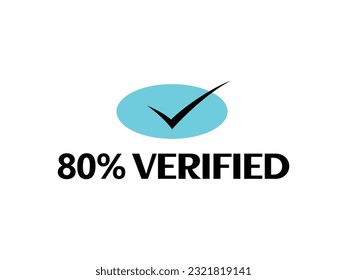 

Icono de marca de verificación con 80% Icono verificado Firmar y marca de marca fantástica ilustración vectorial de fuente con combinación de color azul y negro en fondo blanco
