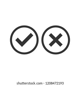 Icono de marca de verificación. Aceptar o rechazar ilustración vectorial, diseño plano.