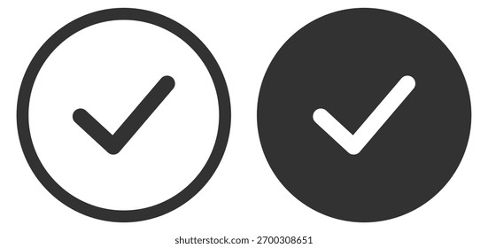 Icono de marca de verificación. Aprobación y símbolo de confirmación sobre fondo transparente