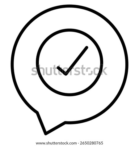 Check mark icon, approval tick sign, speech bubble accept checkmark