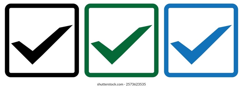 Check mark icon. Approved, correct, accept, verified, tick mark icon. Set of tick mark symbol. 