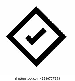 check mark icon with black box and white background