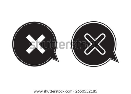 Check mark icon . Black cross flat simbol x.  delete icon vector illustration. eps 10