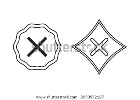 Check mark icon . Black cross flat simbol x.  delete icon vector illustration. eps 10