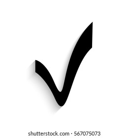 Check mark icon - black vector illustration with  shadow