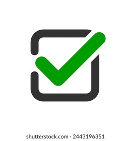 Icono de marca. Casilla de verificación sobre fondo blanco. Ilustración de vector