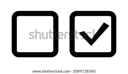 Check mark icon with check box and check mark. vector.