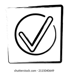 Check mark icon. Brush frame. Vector illustration.