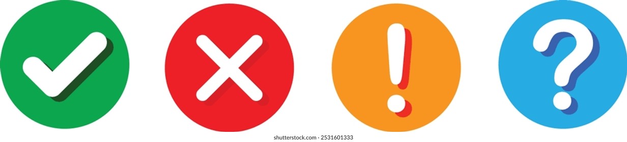Check mark icon button set. Check box icon with right and wrong buttons and yes or no checkmark icons in tick box and red cross.
