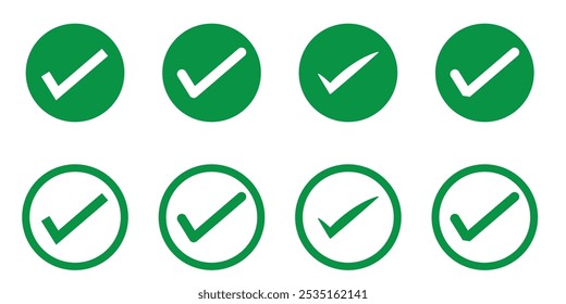 Check mark icon button set, check box icon vector,  only yes checkmark icon, isolated checkmark icon set on a white background
