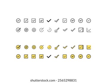 Check mark icon button set. Check box icon with right and wrong buttons and yes or no checkmark icons in green tick box and red cross. Isolated checkmark symbol, right and wrong sign concept.