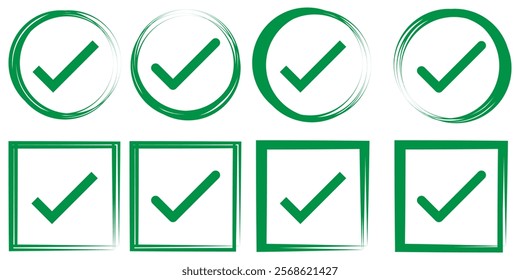 Check mark icon button set. Check box icon with right. Isolated checkmark symbol, right sign concept, checkmark icons in tick box green, red and black. Design eps 10