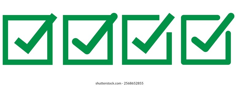 Check mark icon button set. Check box icon with right mark.  Regular And Bold style design. Check box icon with correct, accept checkmark icons tick box checked. Approve symbol. Design Eps 10