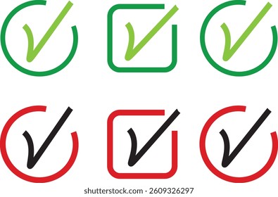 Check the mark icon button set. buttons Vector symbols set, Correct vote choise isolated symbol.
