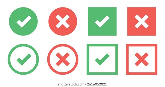 Check mark icon button set. Isolated checkmark symbol, right and wrong sign concept. accept checkmark icons tick box checked. Approve symbol.