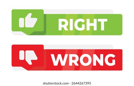 Check mark icon button set. Check box icon with right and wrong buttons and yes or no checkmark icons in green tick box and red cross. Isolated checkmark symbol, right and wrong sign concept
