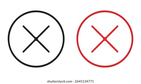 Check mark icon button set. black and red cross. icon vector illustration eps 10