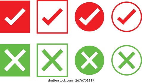 check mark icon button set, Check mark and cross mark icons, check box icon with right and wrong buttons, PNG transparent background
