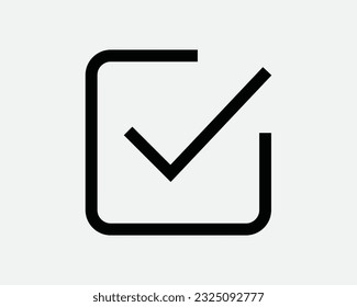 Check Mark Icon. Checkmark Checkbox Checklist Select Vote Choice Correct Right List Box OK Black White Graphic Clipart Artwork Symbol Sign Vector EPS