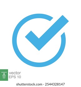 Check mark icon. Checkmark right symbol tick sign. Ok button correct circle flat style. Vector illustration isolated on white background. EPS 10.