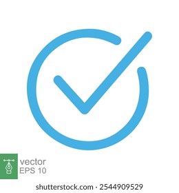 Check mark icon. Checkmark right symbol tick sign. Ok button correct circle flat style. Vector illustration isolated on white background. EPS 10.