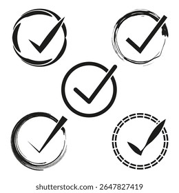 Häkchensymbol. Kreisgenehmigungsformen. Vektorsymbol. Grafikdesign zur Validierung.