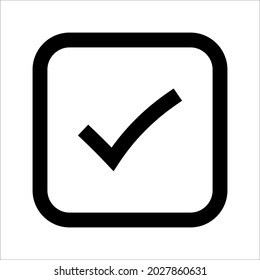 check mark icon in a circle. Tick symbol  on white background, vector illustration.
