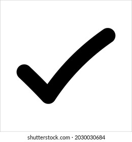 marca de verificación en un círculo. Símbolo de marca en fondo blanco, ilustración vectorial.