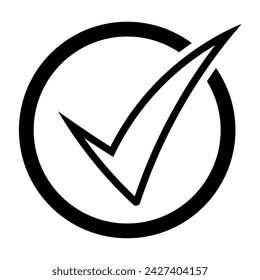 Check mark icon. Circle tick approved modern symbol. Vector illustration isolated on white background.