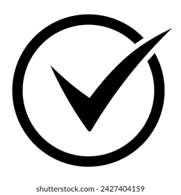 Häkchensymbol. Circle-Tick-zugelassenes modernes Symbol. Vektor-Illustration isoliert auf weißem Hintergrund.