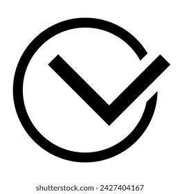 Check mark icon. Circle tick approved modern symbol. Vector illustration isolated on white background.