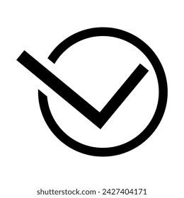 Check mark icon. Circle tick approved modern symbol. Vector illustration isolated on white background.